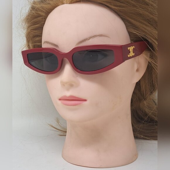 Celine Triomphe Womens Triomphe Sunglasses Red Smoky Gray CL40269U 66A 54-19-135 - Picture 3 of 15